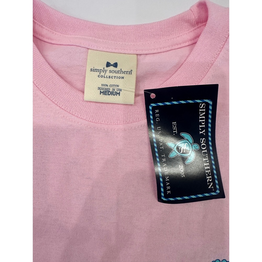 Simply Southern Womens Pink Flamingo Shake Your Palm Palm Graphic T-Shirt Medium - Picture 3 of 6